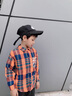G.DUCKKIDS兒童裝男童春裝襯衫2025新款春秋款中大童男孩春季帥氣格子襯衣潮 橘色 150 cm 曬單實(shí)拍圖