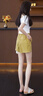 念貝妮天絲棉短褲女松緊高腰2025夏季薄款顯瘦寬松休閑a字闊腿熱褲外穿 黃色松緊腰25143 褲長(zhǎng)40cm起 L /28(105-115斤) 曬單實(shí)拍圖