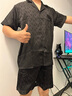韞舜 睡衣男士夏季冰絲 短袖上衣短褲薄款夏天家居服套裝可外穿 主圖款丨XL（建議115-140斤） 曬單實(shí)拍圖