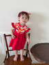 波步（BORBOON B）周歲女寶寶禮服夏裝嬰兒公主裙子抓周一歲生日連衣裙中國風(fēng)旗袍裙 【紅色】2339 80 曬單實(shí)拍圖
