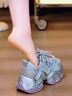 達(dá)芙妮（DAPHNE）老爹鞋女厚底增高舒適運(yùn)動(dòng)休閑鞋女2025夏季新款百搭潮流透氣網(wǎng)面 單網(wǎng)炫彩紫 37 (235mm) 曬單實(shí)拍圖