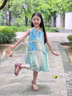 G.DUCKKIDS童裝女童連衣裙2025新款兒童裙子夏裝無(wú)袖A字裙波西米亞風(fēng)度假裙 藍綠色 120 建議110-120cm6-7歲cm 曬單實(shí)拍圖