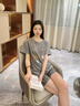 都市麗人睡衣女款純棉2025新款夏季薄款短袖短褲三件套家居服套裝 曬單實(shí)拍圖