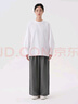 無印良品（MUJI）女式 麻 寬版褲  褲子女款早秋款寬松休閑褲 女裝 BE1SKC4A 炭灰色 S （155/62A） 曬單實(shí)拍圖