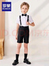 羅蒙男童禮服夏季兒童畢業(yè)演出服幼兒園背帶褲花童 黑色套裝 150 曬單實(shí)拍圖