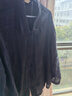 斯琴（siqin）2024春新品女深蘭苧麻刺繡翻領單排扣落肩襯衫上衣 BDCS04028 深蘭 L 曬單實拍圖