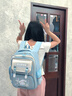 MXSP 玉桂書(shū)包狗萌趣大耳朵圖案小學(xué)生3-6年級輕便護脊女生可愛(ài)雙肩包 天空藍-04款-送同款40件套 曬單實(shí)拍圖