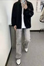 繁獸灰色水洗牛仔褲男秋2025春夏新款微喇褲美式休閑顯瘦百搭牛仔褲 煙灰色【常規(guī)】 2XL 曬單實拍圖
