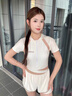梵迪拉（F.DYRAA）泳衣女連體速干遮肉顯瘦透氣大碼泳衣溫泉游泳三件套15045米白M 曬單實(shí)拍圖