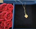 中國黃金（CHINA GOLD）四葉草黃金項鏈女足金吊墜幸運套素鏈送媽媽女友七夕情人節禮物 幸運吊墜+S925鏈+摯愛(ài)玫瑰禮盒 曬單實(shí)拍圖