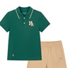 暇步士（Hush Puppies）童裝男童速干套裝大童學(xué)院風(fēng)短袖POLO衫兒童短褲 冰晶藍  160  曬單實拍圖