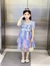 迪士尼寶寶女童連衣裙2025夏季兒童公主裙女寶寶表演禮服短袖彩虹演出蓬蓬裙 藍色 120 建議110-120cm6-7歲cm 曬單實(shí)拍圖