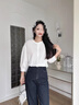 百圖betu女裝2025夏季新款襯衫法式精致紐扣百搭寬松襯衣女2503T52 白色 XS 曬單實(shí)拍圖