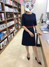 晨芙職業(yè)連衣裙女短袖夏季高腰正裝酒店前臺接待工裝珠寶美容院工作服 538深藍色(短袖) XL 建議110-120斤 曬單實(shí)拍圖