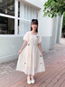 FNJ KIDS女童連衣裙夏季2025新款中大童公主長裙子女孩雪紡沙灘裙 杏色 150 (建議身高140-150cm) 曬單實(shí)拍圖