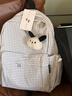 匡睿書(shū)包初中生女高顏值韓系簡(jiǎn)約格子高中大學(xué)生背包雙肩包旅行輕便 黑白格子（帶帕恰狗頭掛件） 曬單實(shí)拍圖