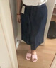 無印良品（MUJI）  女式 漢麻混 牛仔寬版裙褲褲子女款25年夏季款丹寧回潮女裝 藏青色 M (160/66A) 曬單實拍圖