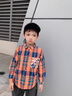 G.DUCKKIDS兒童裝男童春裝襯衫2025新款春秋款中大童男孩春季帥氣格子襯衣潮 橘色 150 cm 曬單實(shí)拍圖