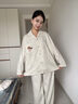 貝妍情侶睡衣女春秋季新款長(cháng)袖柔軟莫代爾棉家居服男大碼翻領(lǐng)開(kāi)衫套裝 C20810女裝 L 曬單實(shí)拍圖