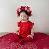 WVD國際品牌周歲禮服女寶寶秋冬季中式唐裝簪花服嬰兒百天一歲生日抓周服女童 單件長袖包屁衣 均碼 曬單實拍圖