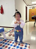 G.DUCKKIDS童裝女童春裝套裝兒童衣服女寶寶2024新款娃娃領(lǐng)上衣背帶褲兩件套 三枝花藍(lán)色 80 尺碼7-11月(建議寶寶75-85cm) 曬單實(shí)拍圖