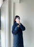 波司登（BOSIDENG）2025新款輕薄90鵝絨服女長款小香風菱格襯衫領保暖外套B250134188 暮色深藍|5995 S 160/84A 體重約100-110斤 曬單實拍圖