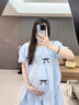 爾山集孕婦裝夏裝連衣裙設(shè)計感寬松花苞蝴蝶結(jié)連衣裙小個子甜美短袖裙子 藍(lán)色花苞裙XL110-130 曬單實拍圖