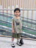 G.DUCKKIDS小黃鴨童裝男童背心套裝洋氣新款2025夏季男孩寶寶痞帥無袖兩件套 灰色印花坎肩套裝 120 (建議105-115cm 4-5.2周歲) 曬單實(shí)拍圖