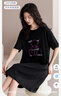 已朵自帶胸墊純棉睡裙女夏季短袖長裙薄款大碼夏天裙子睡衣家居服套裝 曬單實(shí)拍圖