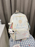 viney時(shí)尚書包新款小學(xué)1-6年級初中高中大學(xué)生雙肩包女大容量背包 米白色+可愛掛件 高顏值戶外出游簡約通勤旅游背包 曬單實(shí)拍圖