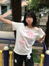 LDBEhellokitty斜肩短袖t恤女夏季新款小眾設計感顯瘦吊帶露肩上衣ins 白色 L 【90-105斤】 曬單實(shí)拍圖