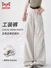 貓人冰絲工裝褲女2025夏季顯瘦小個(gè)子抽繩束腳闊腿傘兵褲 曬單實(shí)拍圖