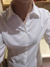 GOSERFONDO純棉襯衫女短袖夏男女同款職業(yè)正裝防皺免燙修身全棉襯衣100%棉 白色V領(lǐng)平紋 37 （100-110斤） 曬單實(shí)拍圖