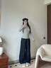 茵曼原色條紋翻邊闊腿牛仔褲2025秋女裝新款寬松褲子 牛仔藍(lán) 26 曬單實(shí)拍圖