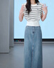 艾諾絲雅詩【商場同款】2025夏季新品松弛感條紋撞色無袖針織衫上衣40438130 黑白條 M 曬單實拍圖