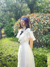 韓菲奴日系甜美lolita洛麗塔斗篷連衣裙夏季小個(gè)子白色蕾絲長(zhǎng)裙子系 白色連衣裙+領(lǐng)結(jié) S 165 曬單實(shí)拍圖