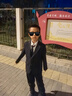 羅蒙兒童西裝套裝男童帥氣英倫休閑小西服中大童新款演出禮服 黑色130 曬單實拍圖