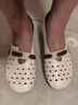 復古民族風(fēng)洞洞軟底女鞋2024舒適百搭鏤空女士涼鞋春夏季單鞋 米白色 38 曬單實(shí)拍圖