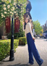 ALO YOGA【金智秀同款】瑜伽潮褲女薄款闊腿褲垂感高腰顯瘦休閑寬松褲長(zhǎng)褲 深藍(lán)色 M （105-125斤） 曬單實(shí)拍圖