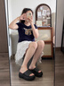 栢啟歆拖鞋女夏季小個子增高厚底防臭防滑居家時尚外穿透氣涼拖鞋一字拖 增高拖鞋女【黑】 35-36 曬單實拍圖