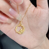老廟黃金吊墜足金荊棘花環(huán)玫瑰項鏈花型套鏈送女友送老婆生日禮物 環(huán)形玫瑰吊墜約1.4g+項鏈+禮盒 曬單實(shí)拍圖