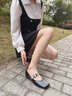妙麗（Millies）品牌低跟瑪麗珍鞋女淺口內增高法式皮鞋2025新款百搭休閑晚晚單鞋 黑色 40 (250mm)  標準碼 曬單實拍圖