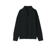 無印良品（MUJI）女式 水洗米蘭諾羅紋針織 開領(lǐng)POLO衫毛衣長袖針織衫 黑色 L(165/88A) 曬單實(shí)拍圖