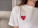 CdG Play川久保玲T恤純棉白色圓領(lǐng)女短袖愛心刺繡情侶寬松男黑色半袖 白色紅心 L 曬單實(shí)拍圖