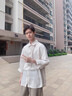 GXG男裝 【涼感】 條紋設(shè)計(jì)七分袖襯衫通勤男士襯衣 2025夏季新品 米條紋 M 曬單實(shí)拍圖