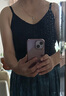 莫代爾無(wú)痕冰絲吊帶背心女文胸一體美背帶胸墊純色打底外穿小背心上衣黑 曬單實(shí)拍圖