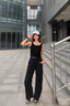 魯雅爾潮流薄款休閑褲男夏季美式hiphop速干褲子高街垂感百搭運(yùn)動(dòng)闊腿褲 黑色 XL 曬單實(shí)拍圖