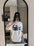 牧唯美式復(fù)古重磅短袖t恤男夏季新款潮高級感五分袖寬松休閑百搭體恤 白色 3XL [建議165-185斤] 曬單實拍圖
