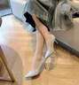HEANEDUCK品牌禮服銀色高跟鞋女細跟2025年新款新娘秀禾主婚紗兩穿平時(shí)可穿銀色37 -7CM 曬單實(shí)拍圖