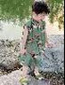 G.DUCKKIDS男童夏裝背心套裝2025新款寶寶無袖洋氣男孩國風時髦薄款洋氣衣服 綠色 100 cm 曬單實拍圖